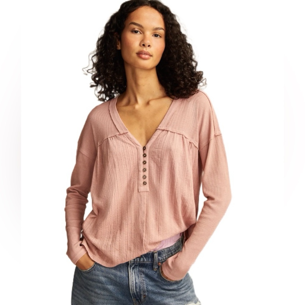 Lucky Brand Fabric Mix Long Sleeve Tunic Size S ✨